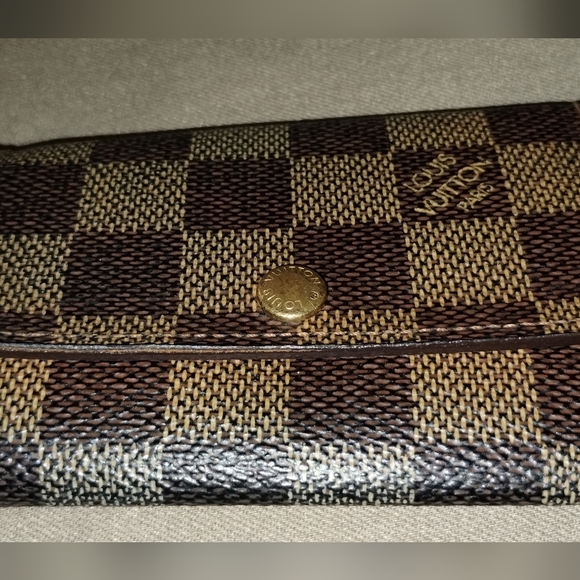 LOUIS VUITTON BROWN CHECKERED LEATHER KEY/CARD HOLDER SMALL WALLET ~ AUTHENTIC - Picture 4 of 13